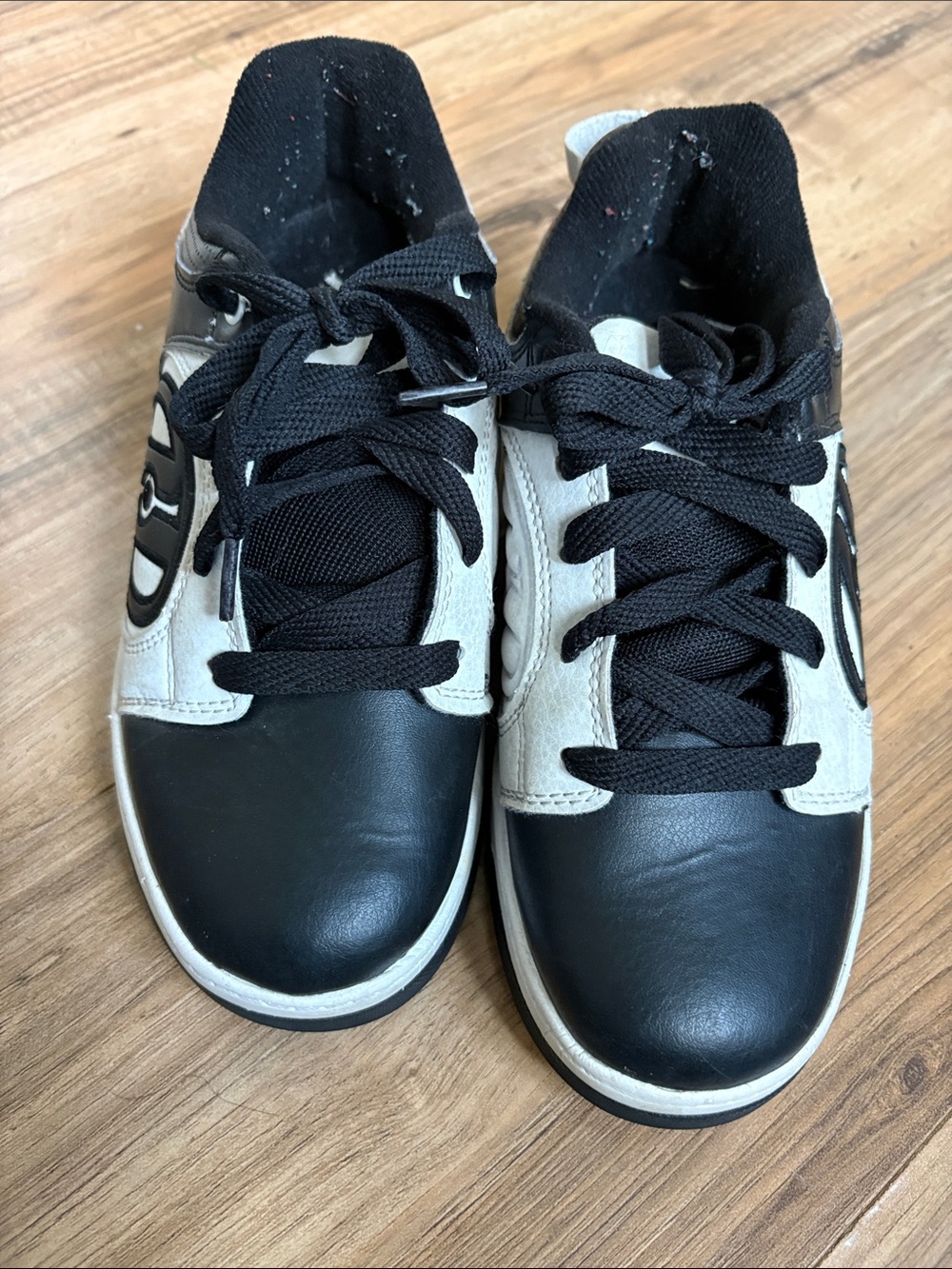 Kids Heelys Black & White Lace-Up Sneakers with Padded Collar
